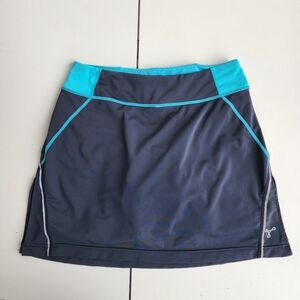 Trayl Padded Cycling Ryde Skort Skirt Shorts Charcoal Gray Blue Stretch Sz S